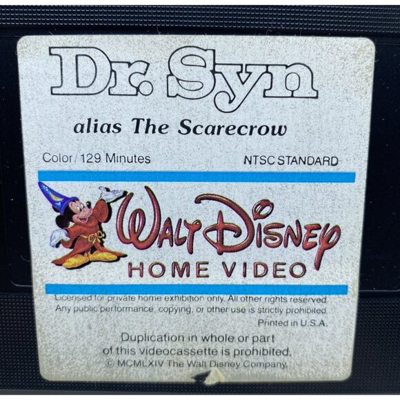 Walt Disney Dr. Syn Alias The Scarecrow VHS Clamshell Vintage Home Video 1964 - Picture 8 of 10